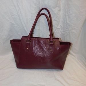 NEW With Tags - Cuore & Pelle Maroon Handbag - Faux Leather Alligator Print